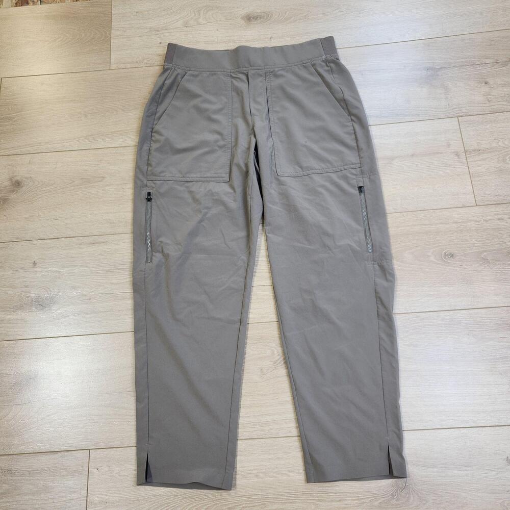 Athleta Brooklyn Pants Womens 4P Brown Mid Rise Utility Ankle Elastic Waist